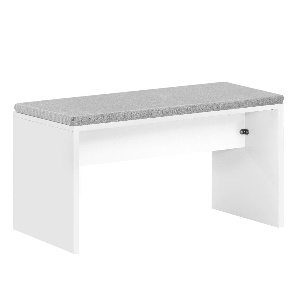 Artiss Contemporary White Dining Bench with Comfortable Cushion - 90cm
