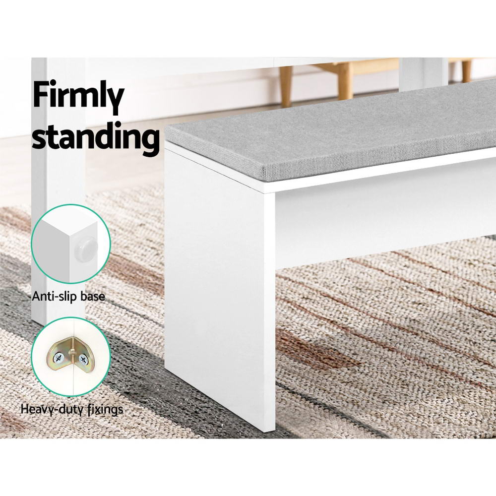 Artiss Contemporary White Dining Bench with Comfortable Cushion - 90cm