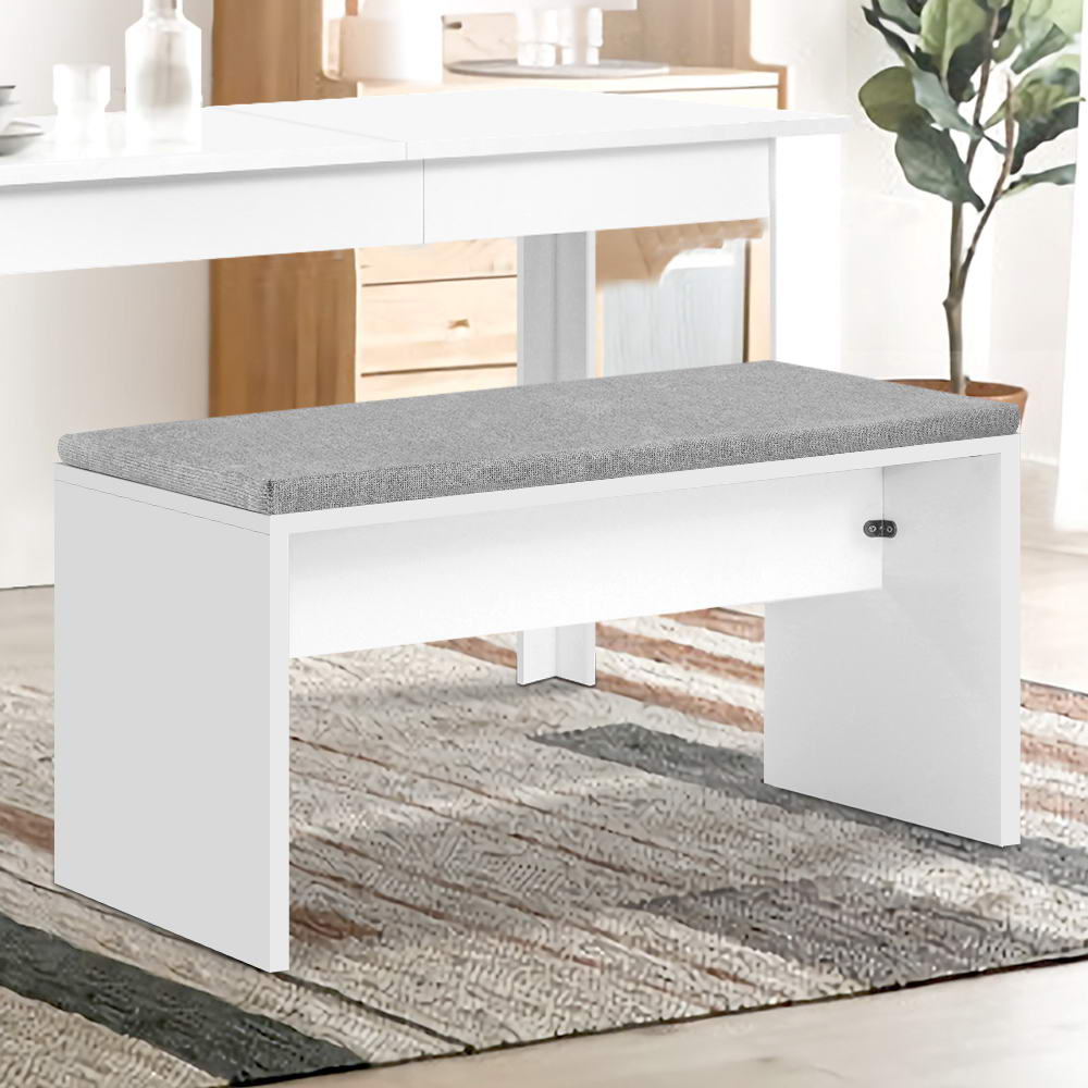 Artiss Contemporary White Dining Bench with Comfortable Cushion - 90cm