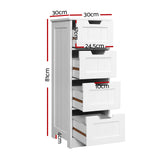 Rustic White Storage Cabinet with Four Drawers - Multi-Functional Chest for Home Use - Side View