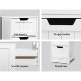 Rustic White Storage Cabinet with Four Drawers - Multi-Functional Chest for Home Use - Close-Up Angle