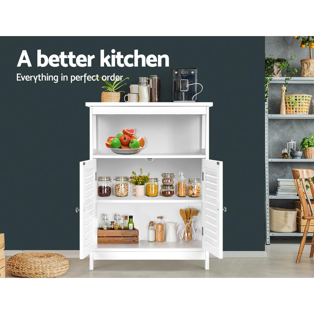 Elegant White Buffet Sideboard Cabinet for Kitchen and Bathroom Storage