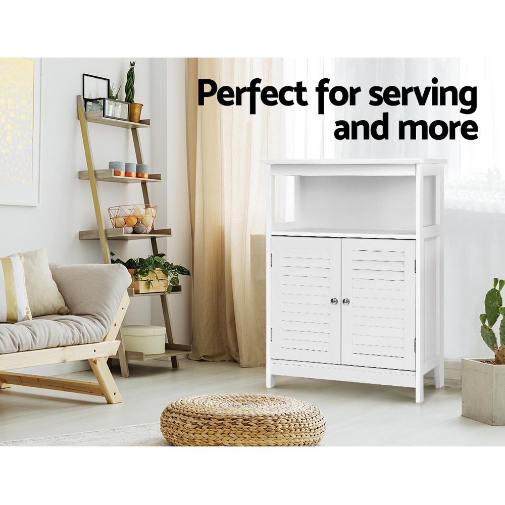 Elegant White Buffet Sideboard Cabinet for Kitchen and Bathroom Storage