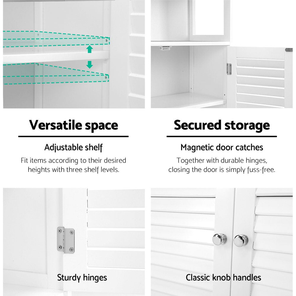 Elegant White Buffet Sideboard Cabinet for Kitchen and Bathroom Storage