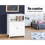 Elegant White Buffet Sideboard Cabinet for Kitchen and Bathroom Storage - Front View