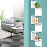 5-Tier White Corner Wall Shelf for Home Decor - Close-Up Angle
