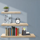 Artiss 3-Piece Oak Floating Shelf Set for DIY Wall Storage and Display