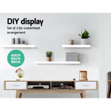 Artiss White 3-Piece Wall Mounted Floating Shelves Set - Top-Down View