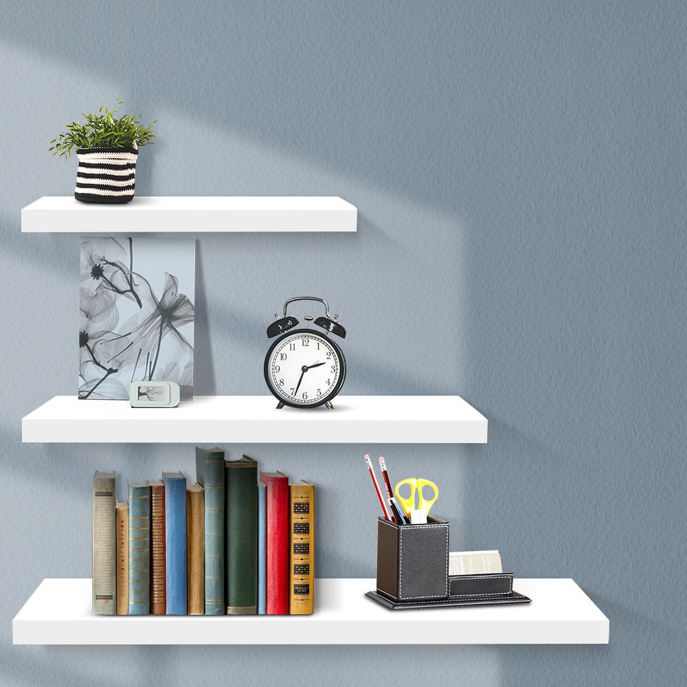 Artiss White 3-Piece Wall Mounted Floating Shelves Set