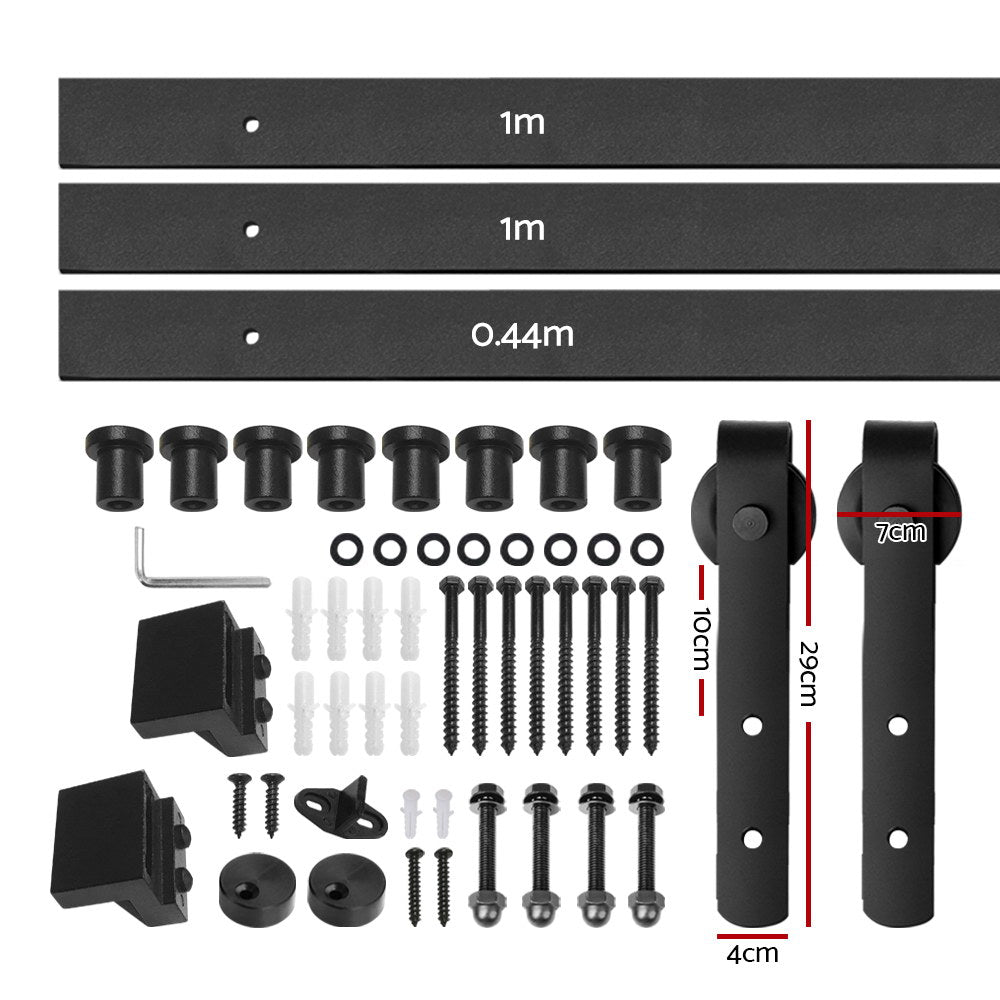 Cefito 2.44m Contemporary Sliding Barn Door Hardware Kit with Smooth Roller System for Office Spaces