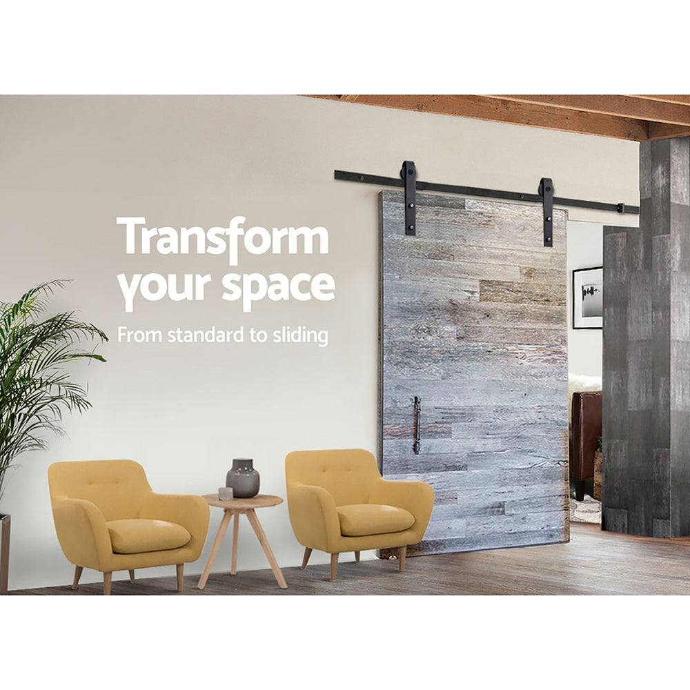 Cefito 2.44m Contemporary Sliding Barn Door Hardware Kit with Smooth Roller System for Office Spaces