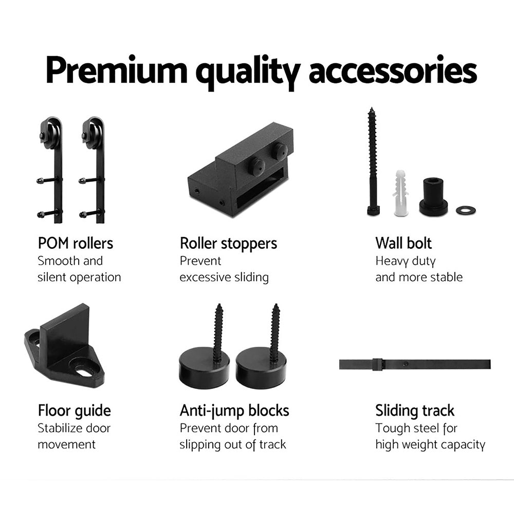 Cefito 2.44m Contemporary Sliding Barn Door Hardware Kit with Smooth Roller System for Office Spaces