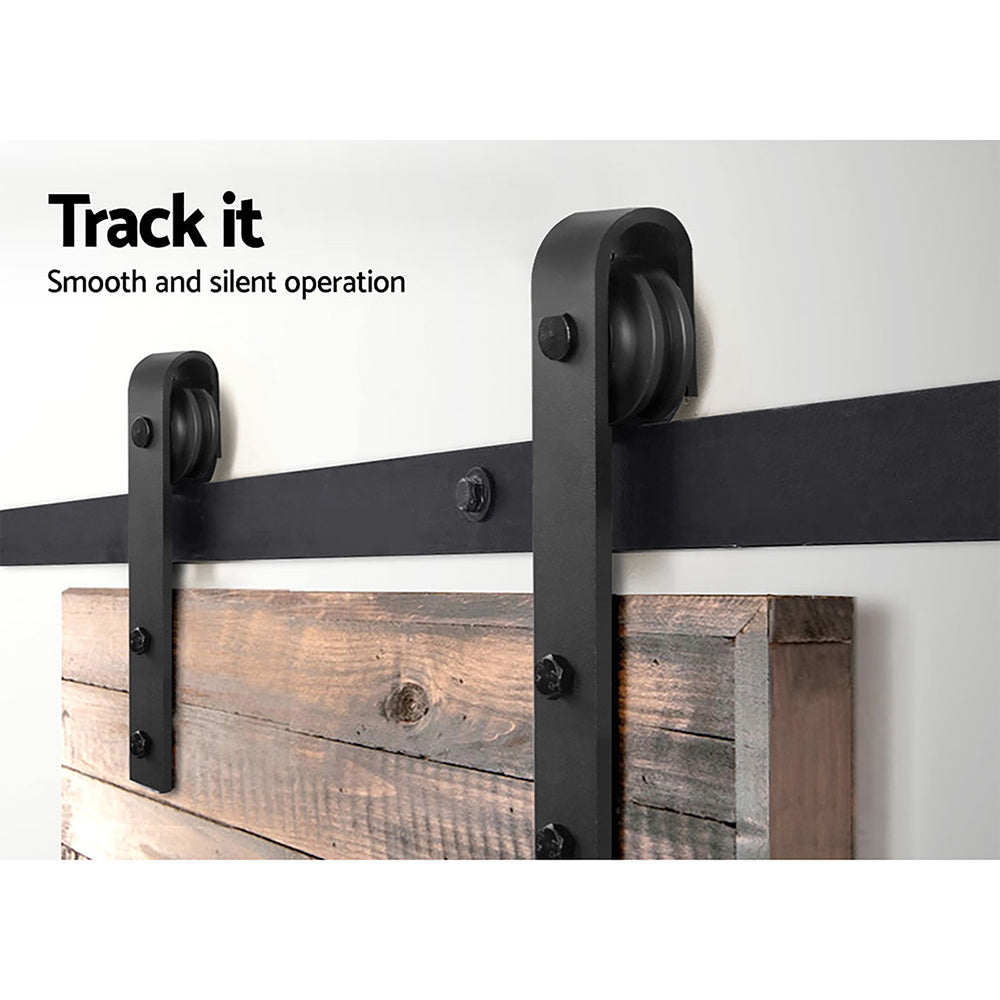Cefito 2.44m Contemporary Sliding Barn Door Hardware Kit with Smooth Roller System for Office Spaces