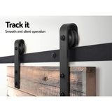 Cefito 2.44m Contemporary Sliding Barn Door Hardware Kit with Smooth Roller System for Office Spaces - Rear View