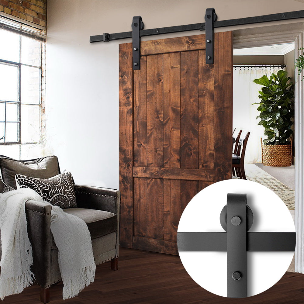 Cefito 2.44m Contemporary Sliding Barn Door Hardware Kit with Smooth Roller System for Office Spaces