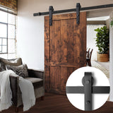 Cefito 2.44m Contemporary Sliding Barn Door Hardware Kit with Smooth Roller System for Office Spaces - Close-Up Angle