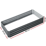 Durable Galvanised Steel Raised Garden Bed Planter - 180x90x30CM for Effortless Vegetable Cultivation - Front View