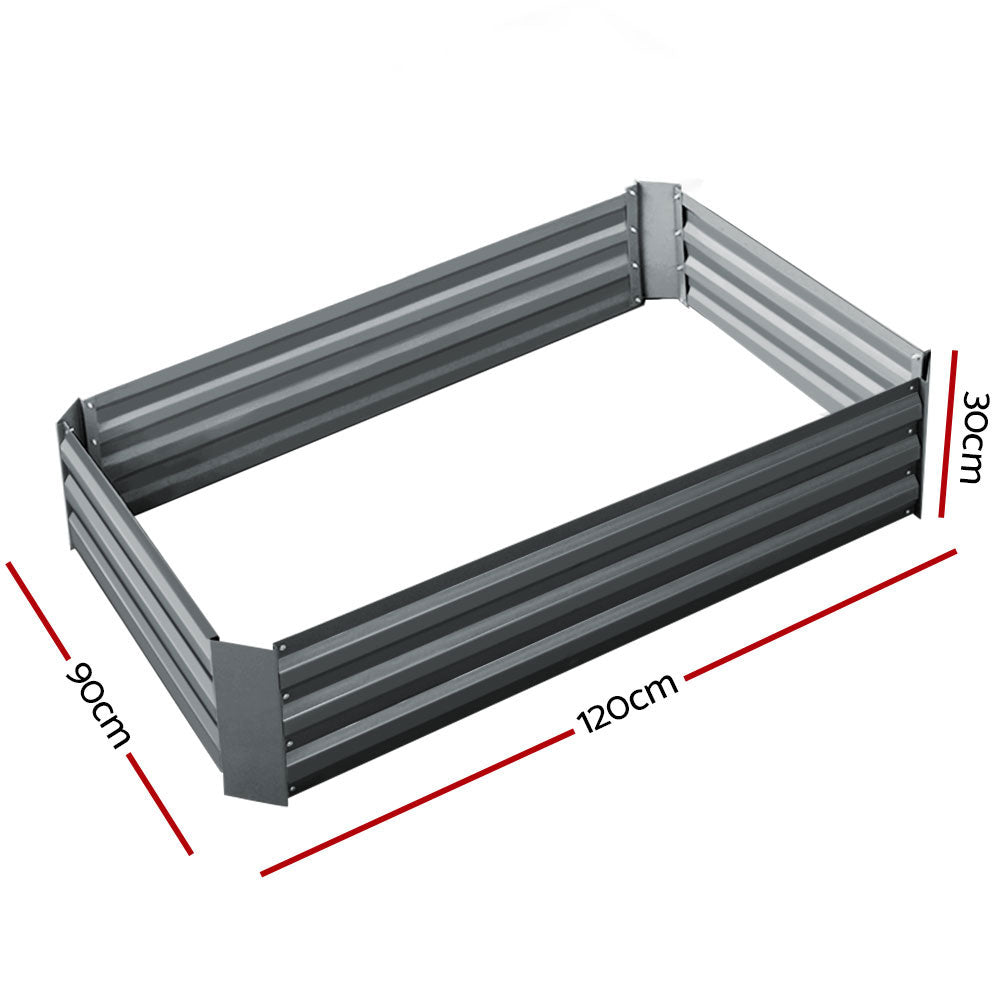 Dual Pack of Galvanised Steel Elevated Garden Beds - 120x90x30cm for Growing Vegetables and Herbs