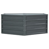 Set of 2 Aluminium Grey Galvanised Steel Raised Planters - 130x130x46cm - 45-Degree Angle