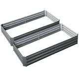 Set of 2 Aluminium Grey Galvanised Steel Raised Planters - 210x90x30cm