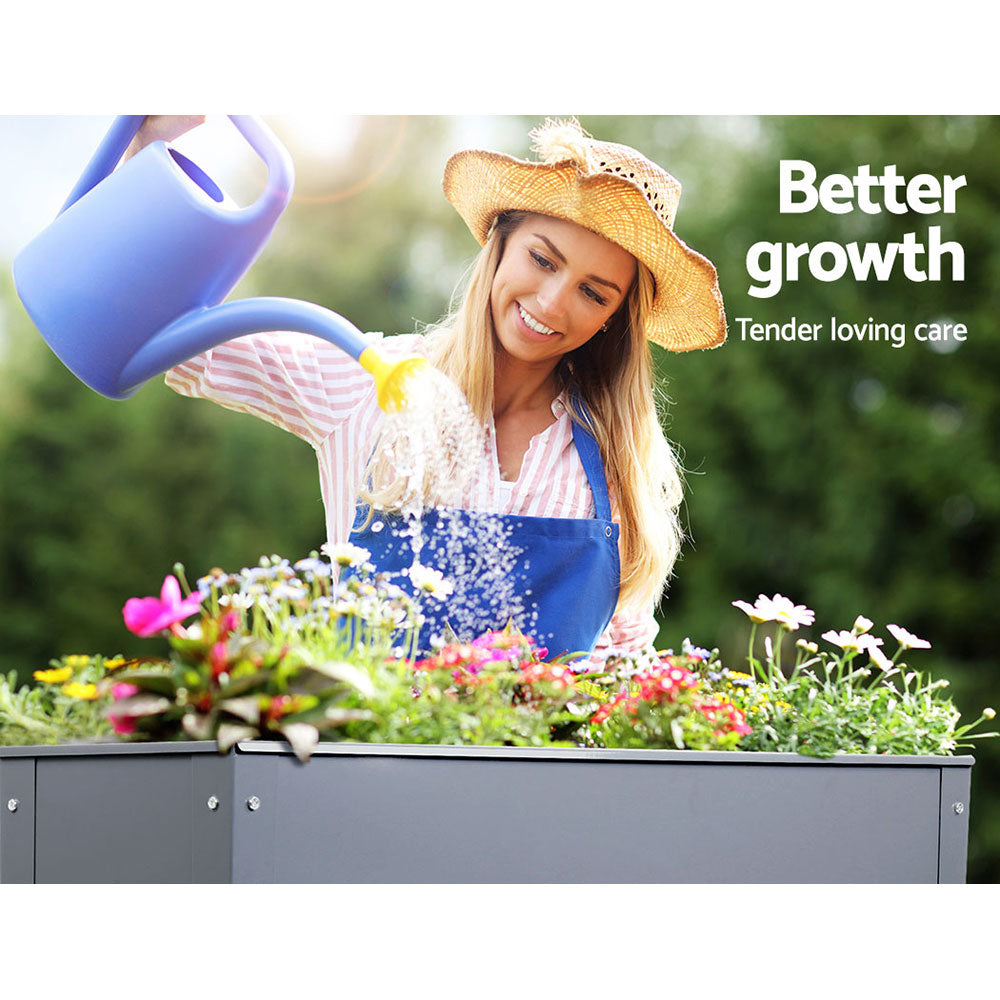 Ergonomic Galvanized Steel Elevated Garden Planter Box - 100x80x30cm for Effortless Plant Care