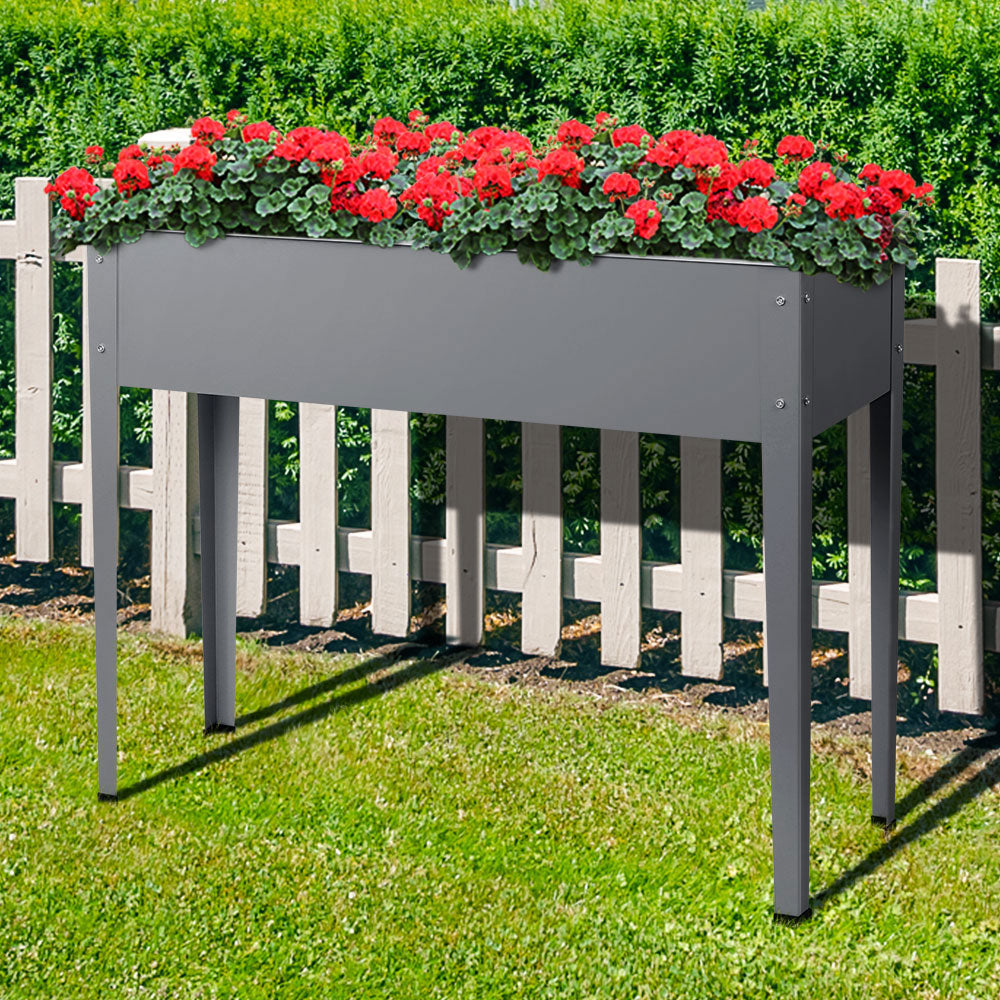 Ergonomic Galvanized Steel Elevated Garden Planter Box - 100x80x30cm for Effortless Plant Care
