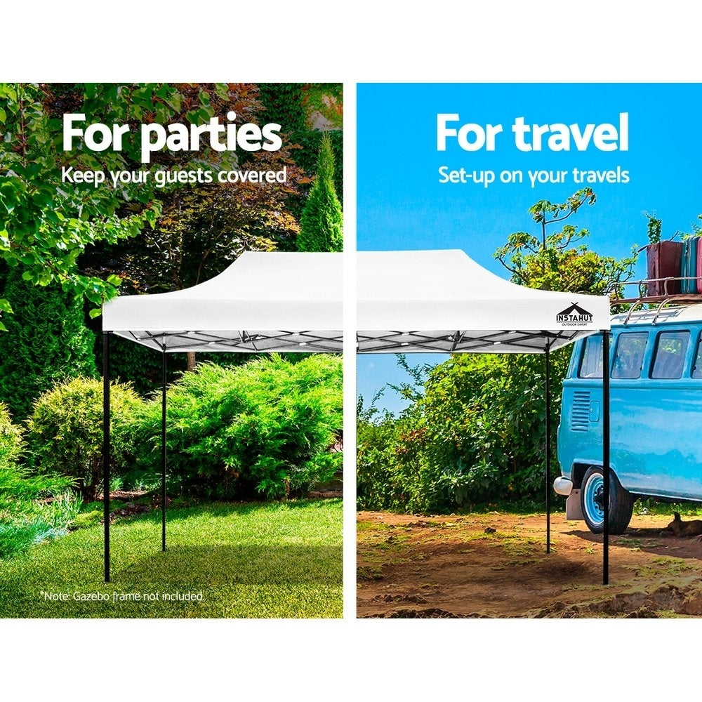 Instahut 3x6m Replacement Gazebo Canopy for Outdoor Events - White Waterproof Roof