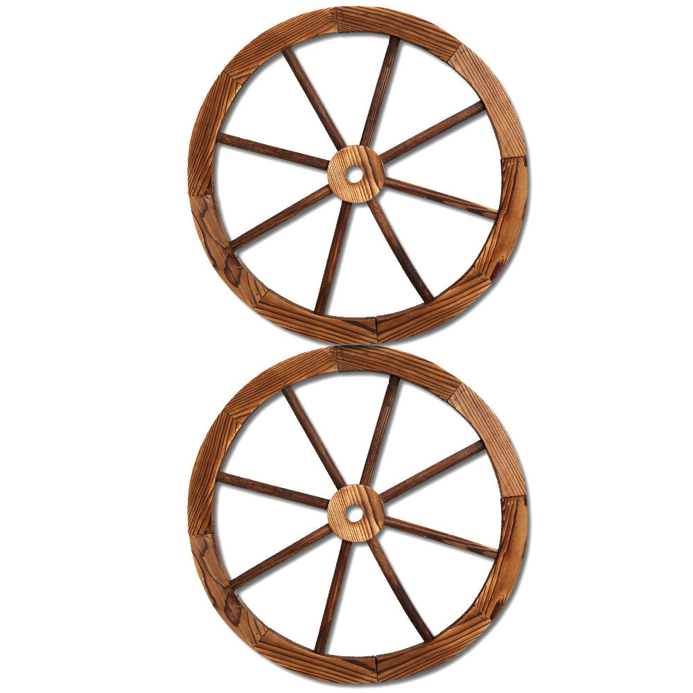 Vintage Fir Wood Wagon Wheel Pair