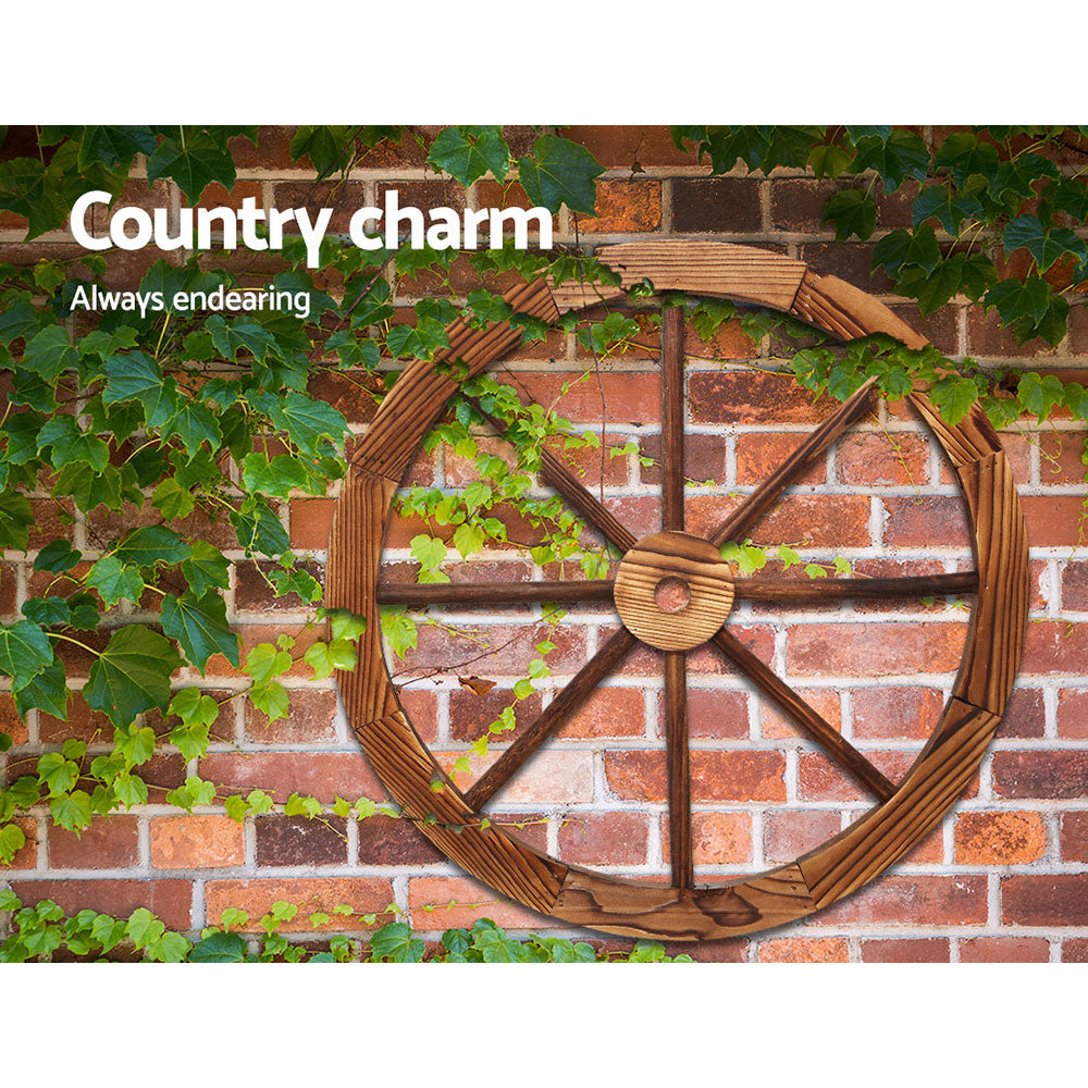 Vintage Fir Wood Wagon Wheel Pair