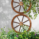 Vintage Fir Wood Wagon Wheel Pair