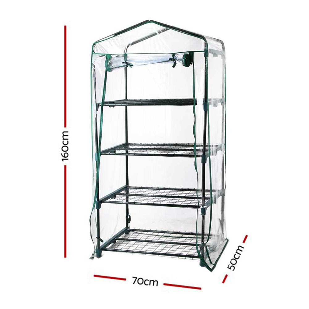 4-Tier Portable Greenhouse with Roll-Up Door and Shelves for Garden Storage