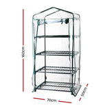 4-Tier Portable Greenhouse with Roll-Up Door and Shelves for Garden Storage - Front View