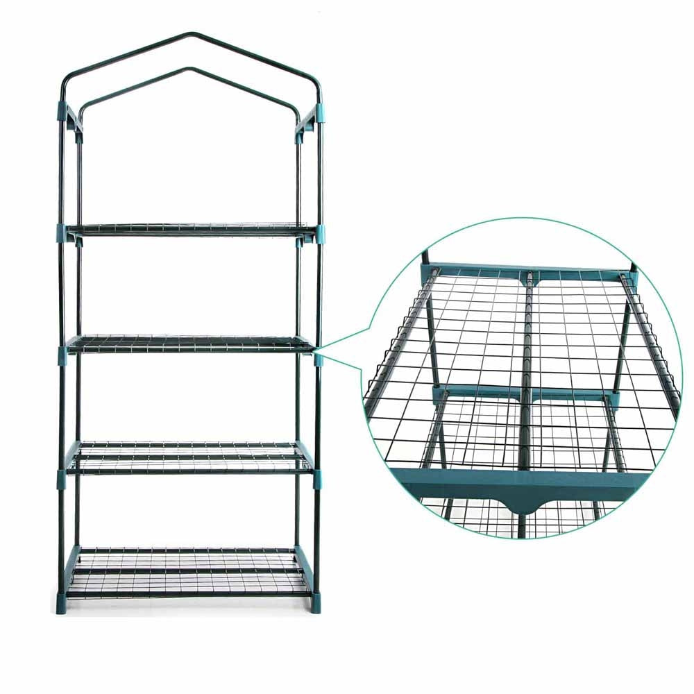 4-Tier Portable Greenhouse with Roll-Up Door and Shelves for Garden Storage