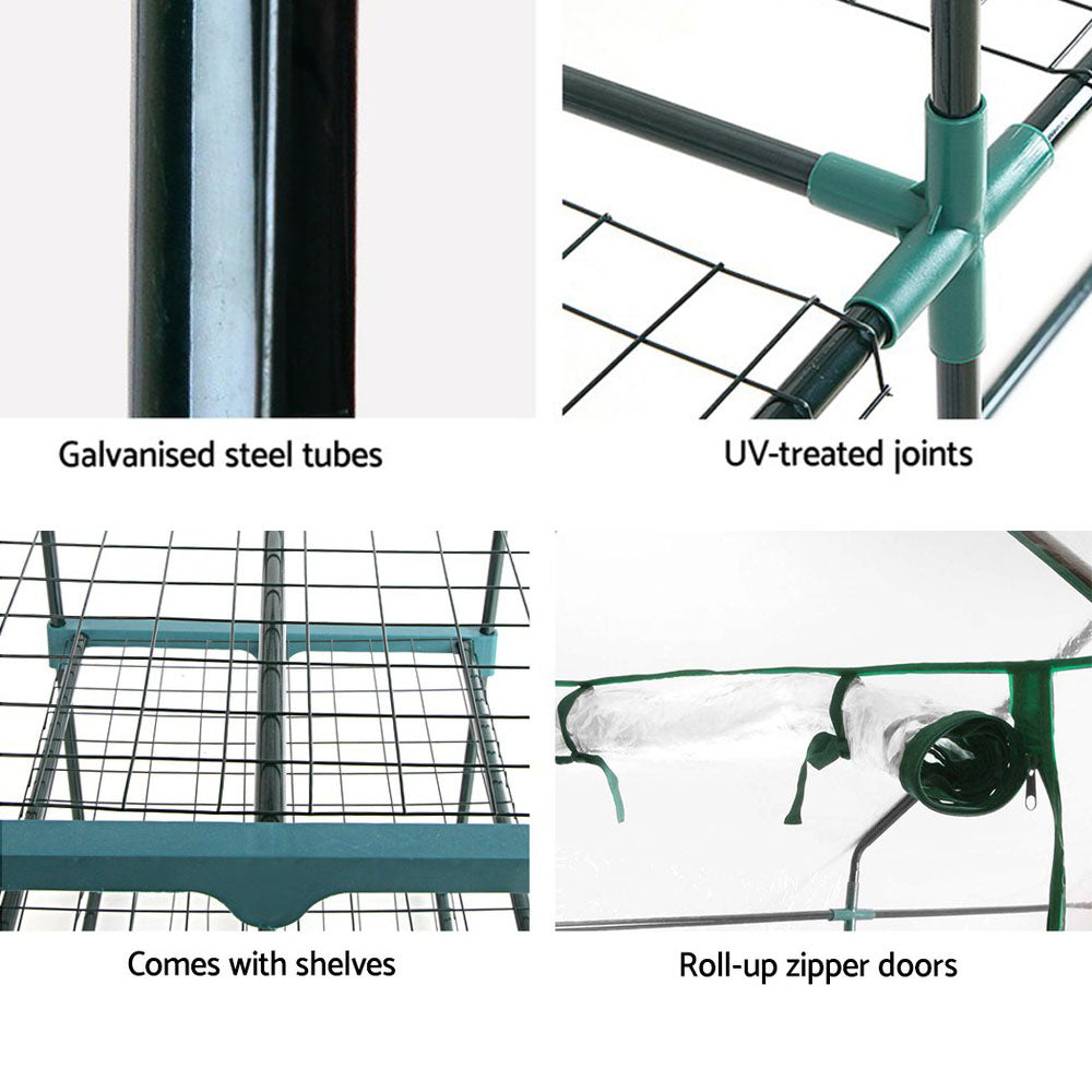 4-Tier Portable Greenhouse with Roll-Up Door and Shelves for Garden Storage