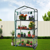 4-Tier Portable Greenhouse with Roll-Up Door and Shelves for Garden Storage - Close-Up Angle