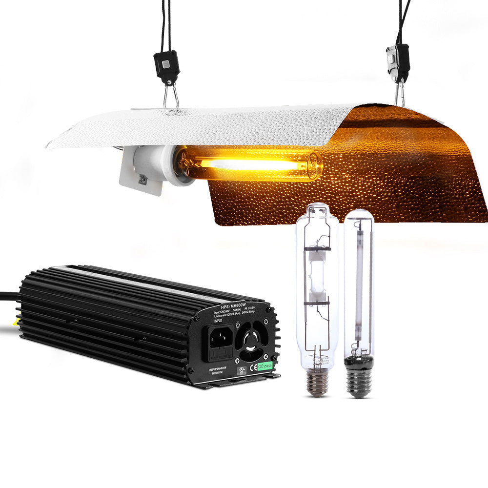 Greenfingers 600W Hydroponic Grow Light System with Dimmable Ballast and Reflector for HPS/MH Bulbs