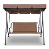 Gardeon 3 Seater Outdoor Canopy Swing Chair - Coffee