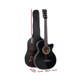 38-Inch Black Acoustic Cutaway Guitar Bundle with Accessories - Side View
