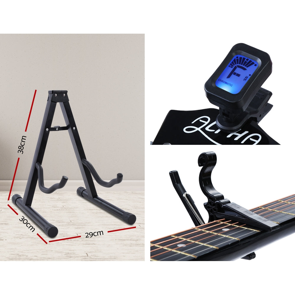 38-Inch Black Acoustic Cutaway Guitar Bundle with Accessories