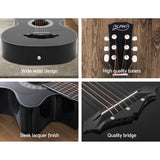 38-Inch Black Acoustic Cutaway Guitar Bundle with Accessories - Rear View