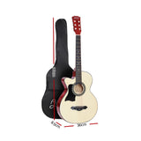 Left-Handed ALPHA 38 Natural Wood Acoustic Guitar with Complete Accessories Set - Front View