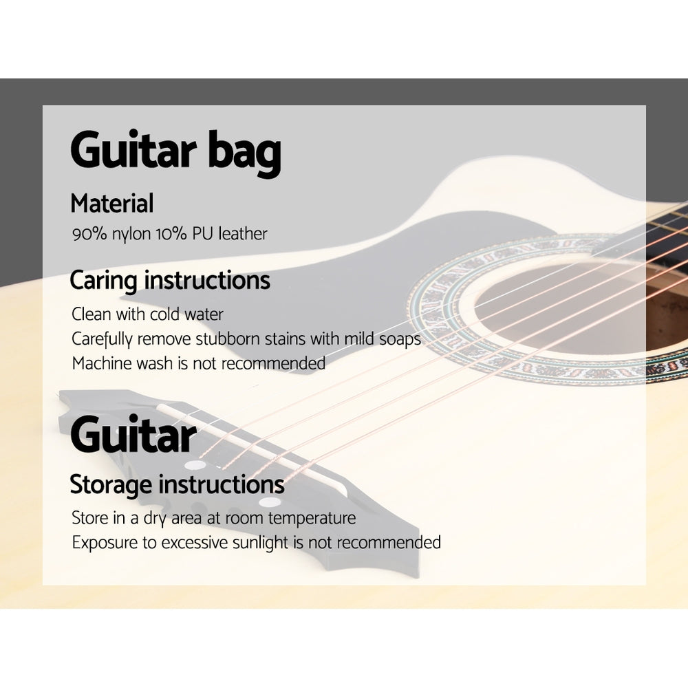Left-Handed ALPHA 38 Natural Wood Acoustic Guitar with Complete Accessories Set