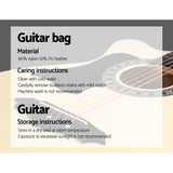 Left-Handed ALPHA 38 Natural Wood Acoustic Guitar with Complete Accessories Set - Rear View