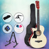 ALPHA 38 Inch Wooden Acoustic Guitar Left handed with Accessories set Natural Wood