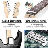 Alpha Strat-Style Electric Guitar with Carry Bag and Accessories - Blue Rock Instrument - Top-Down View