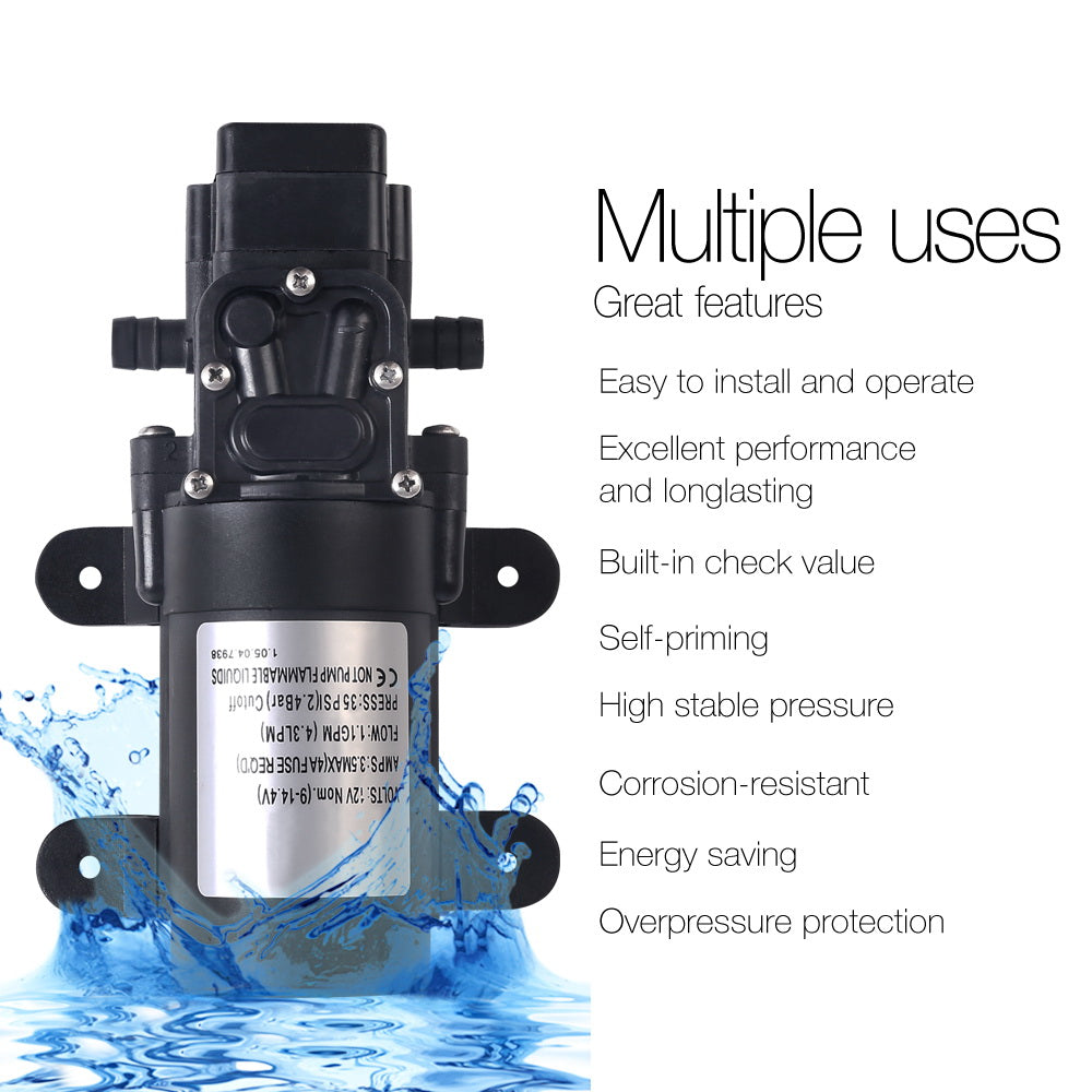 High-Pressure 12V Portable Shower Pump with Self-Priming Feature
