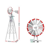 6FT Decorative Metal Garden Windmill with Integrated Weathervane - Front View