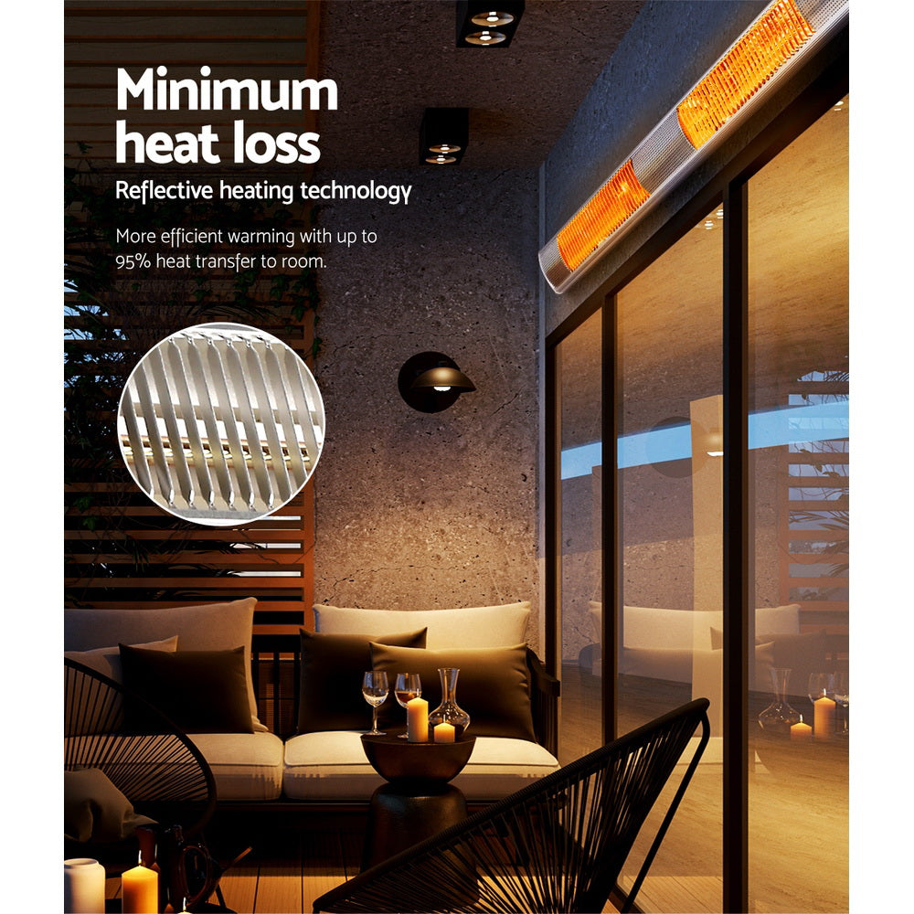 Devanti 3000W Outdoor Halogen Infrared Heater - Energy Efficient Radiant Strip Heater