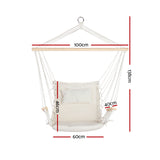 Cozy Cream Hammock Swing Chair with Pillow and Armrests - Front View