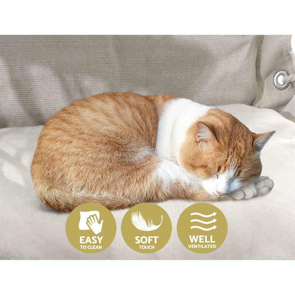 Cozy Cream Hammock Swing Chair with Pillow and Armrests